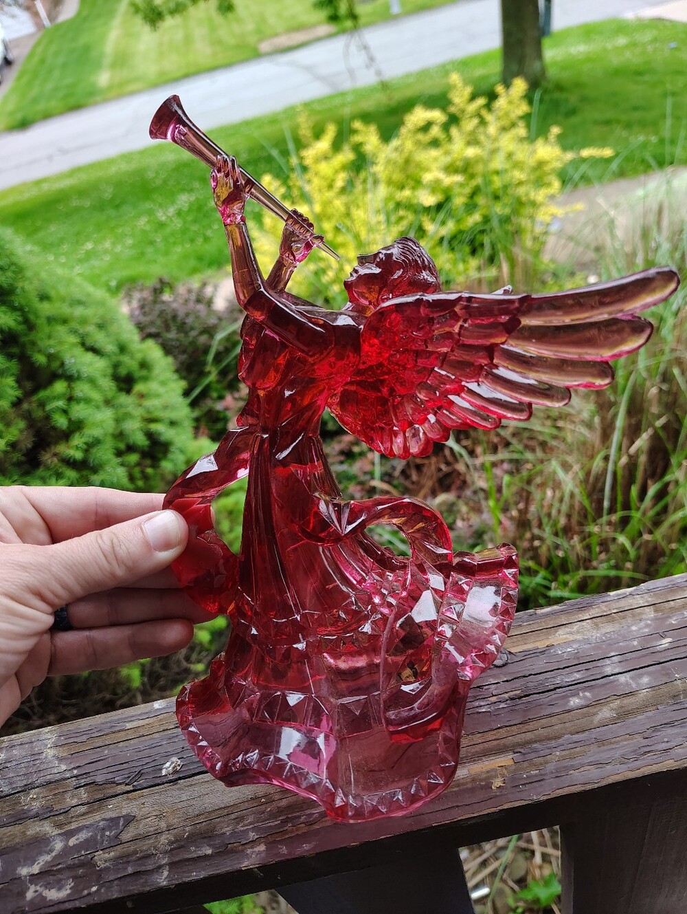 Cranberry Colored Lucite Angel